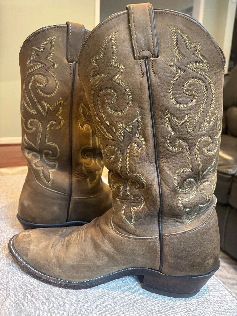 Extra Wide Justin vintage Leather Cowboy western Boots #2253 11 EEE made USA